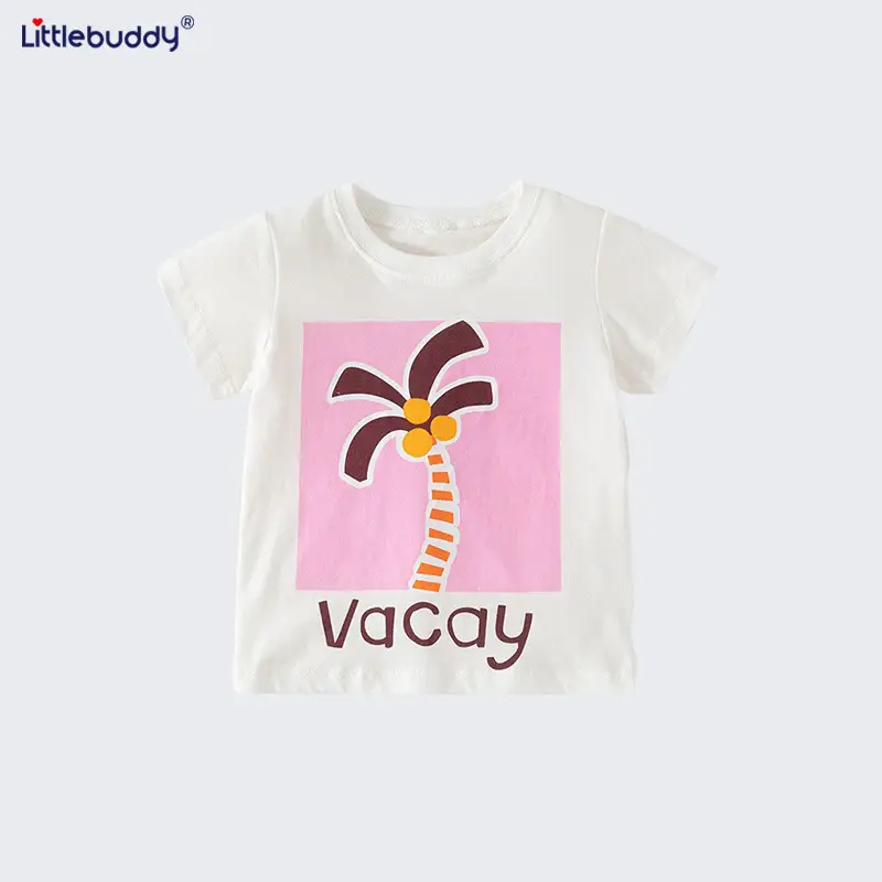Girls Cotton Palm Print Summer Shorts Set