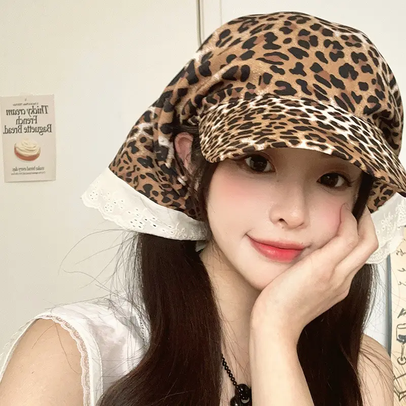 Leopard Print Strap Triangle Scarf Women's Sunshade Cap - Image 5