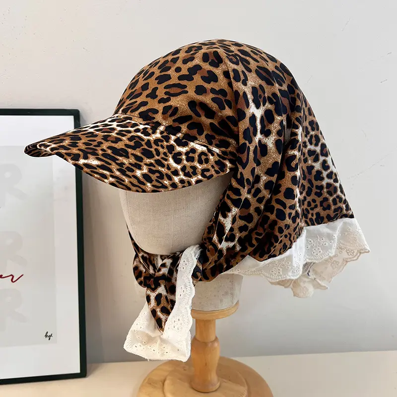 Leopard Print Strap Triangle Scarf Women's Sunshade Cap - Image 7