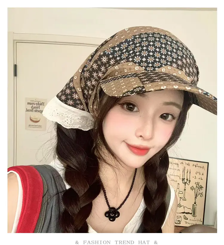 Leopard Print Strap Triangle Scarf Women's Sunshade Cap — feature 1