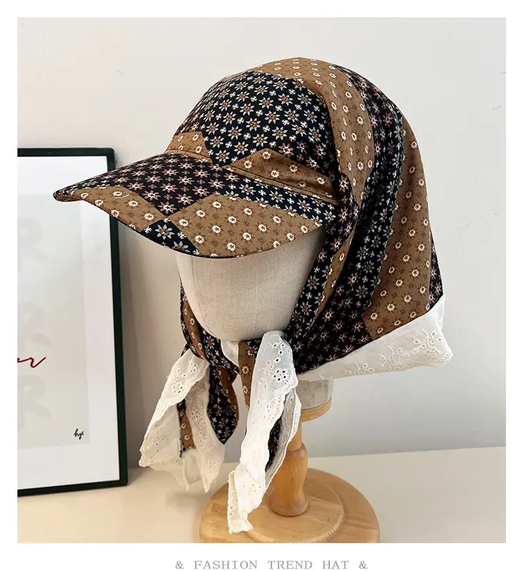 Leopard Print Strap Triangle Scarf Women's Sunshade Cap — feature 4
