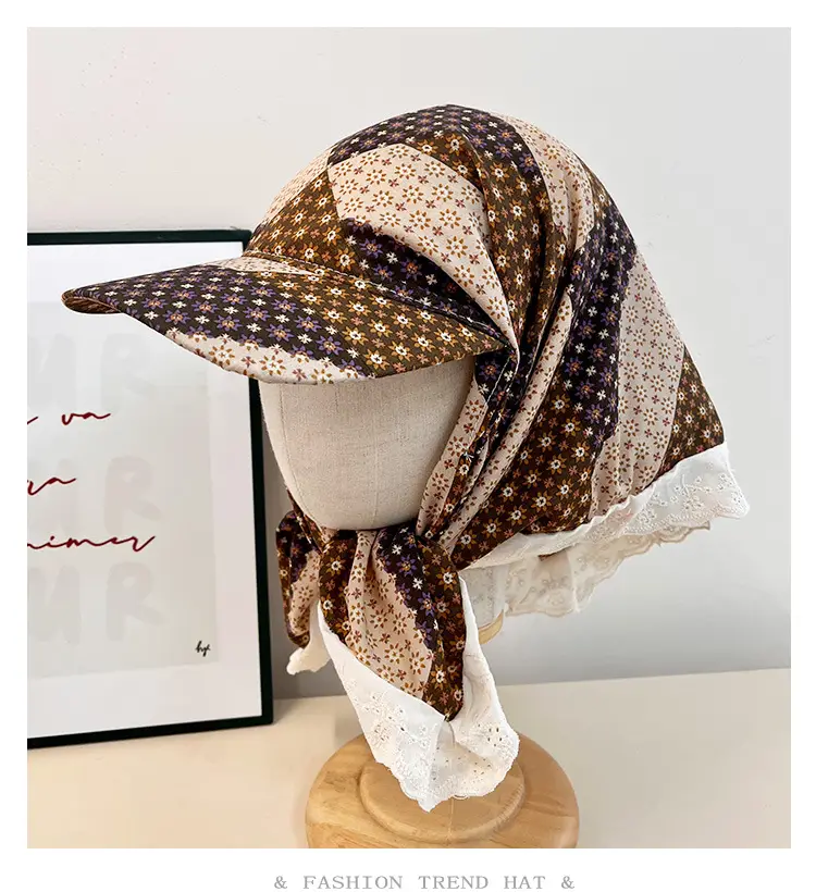 Leopard Print Strap Triangle Scarf Women's Sunshade Cap — feature 5