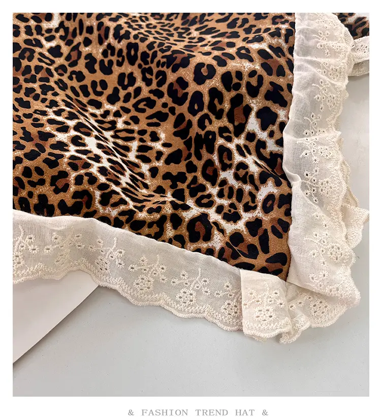 Leopard Print Strap Triangle Scarf Women's Sunshade Cap — feature 6