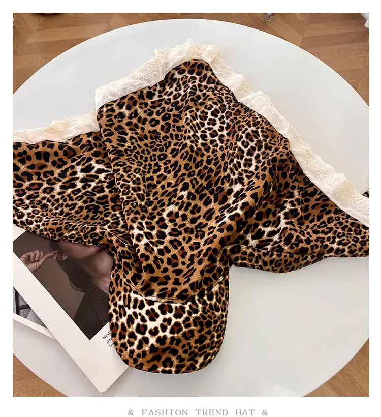 Leopard Print Strap Triangle Scarf Women's Sunshade Cap — feature 7