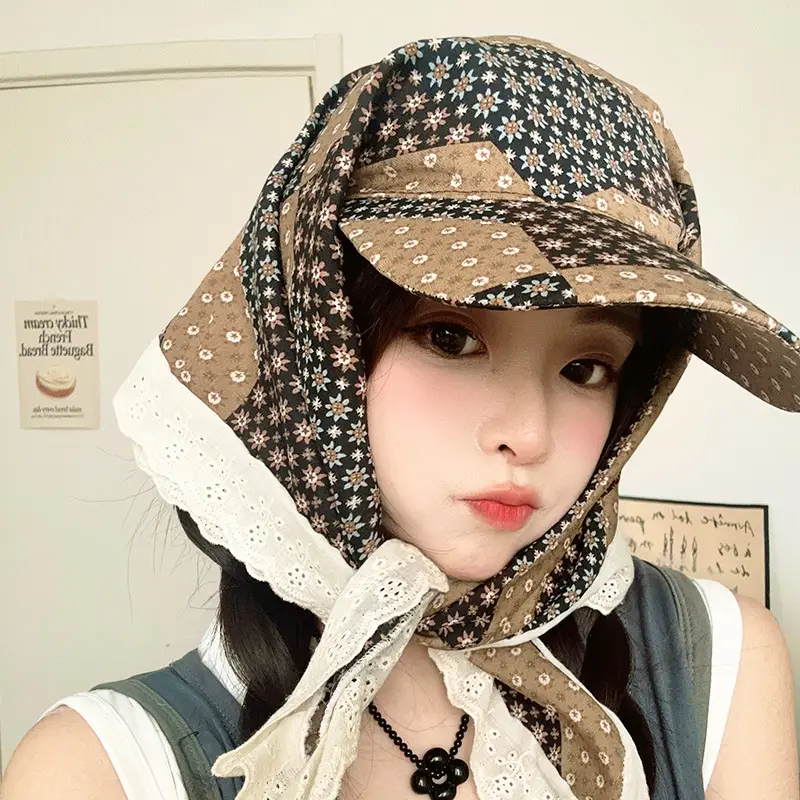 Leopard Print Strap Triangle Scarf Women's Sunshade Cap - Image 2