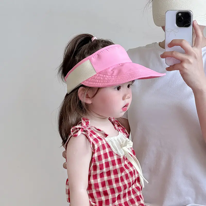 Pink Sun Hat for Kids Girls Open Top UV Protection - Image 9