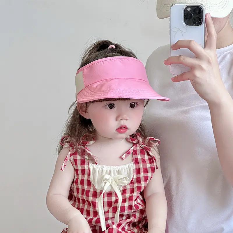 Pink Sun Hat for Kids Girls Open Top UV Protection - Image 10