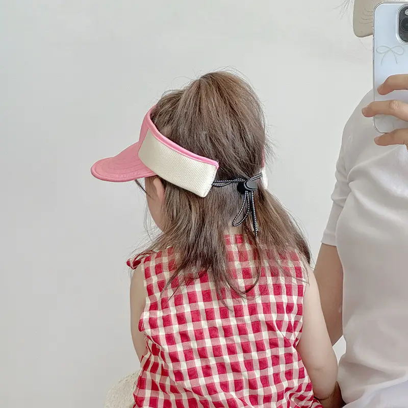 Pink Sun Hat for Kids Girls Open Top UV Protection - Image 11