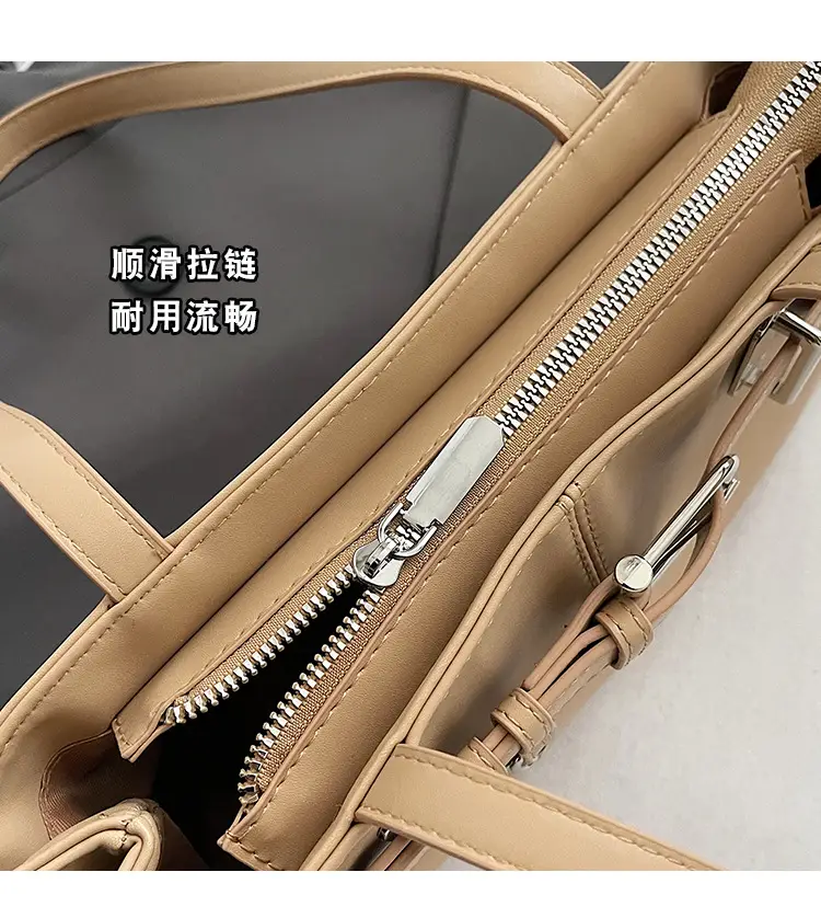 Beige Women's Crossbody Shoulder Bag with 5 Buckles — feature 5