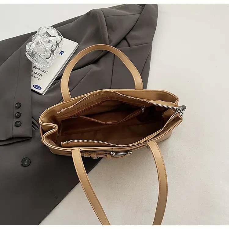 Beige Women's Crossbody Shoulder Bag with 5 Buckles — feature 8