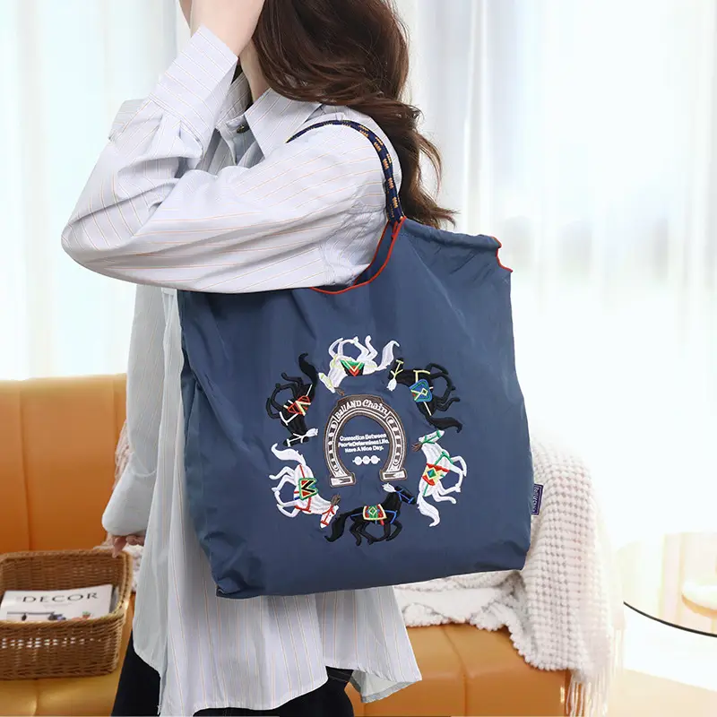 Japanese Style Embroidered Canvas Shoulder Bag Large Capacity Women - Image 27