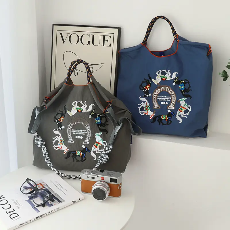 Japanese Style Embroidered Canvas Shoulder Bag Large Capacity Women - Image 29