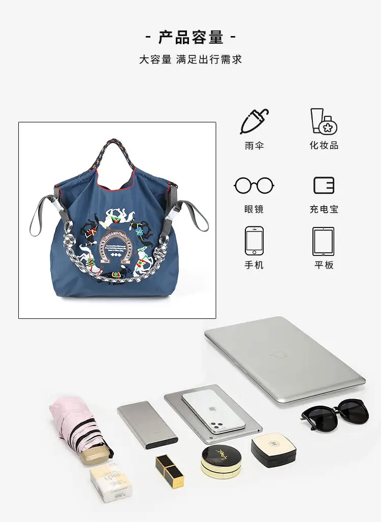 Japanese Style Embroidered Canvas Shoulder Bag Large Capacity Women — feature 2