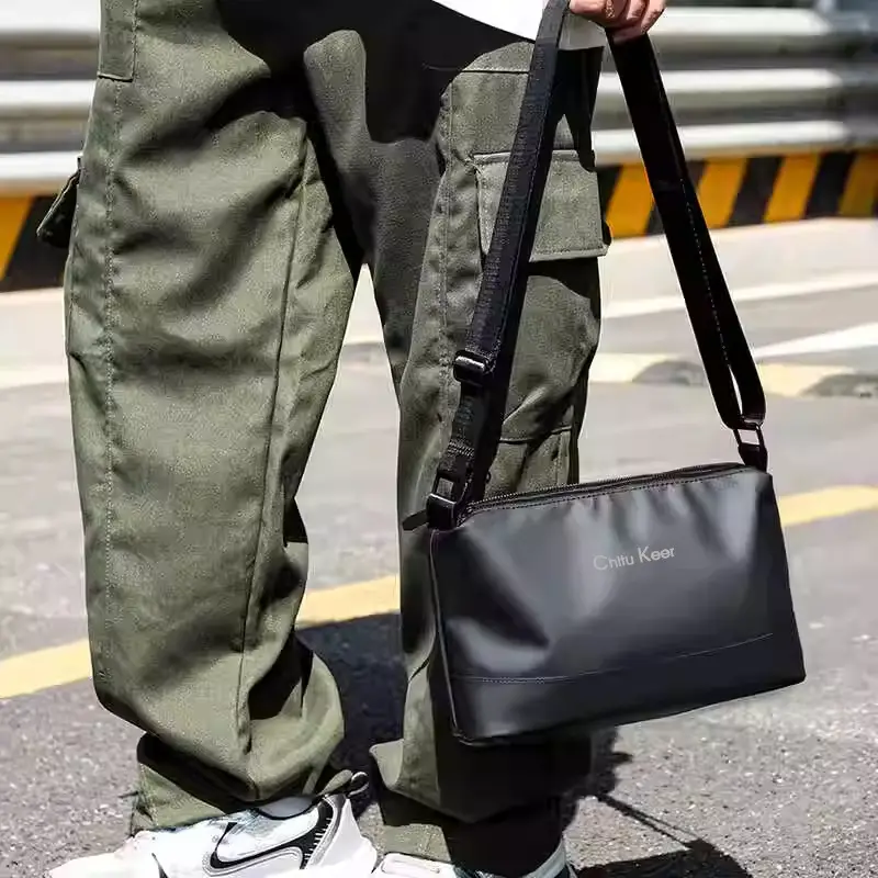 Men's Black Waterproof Shoulder Bag with Crossbody Strap - Image 5