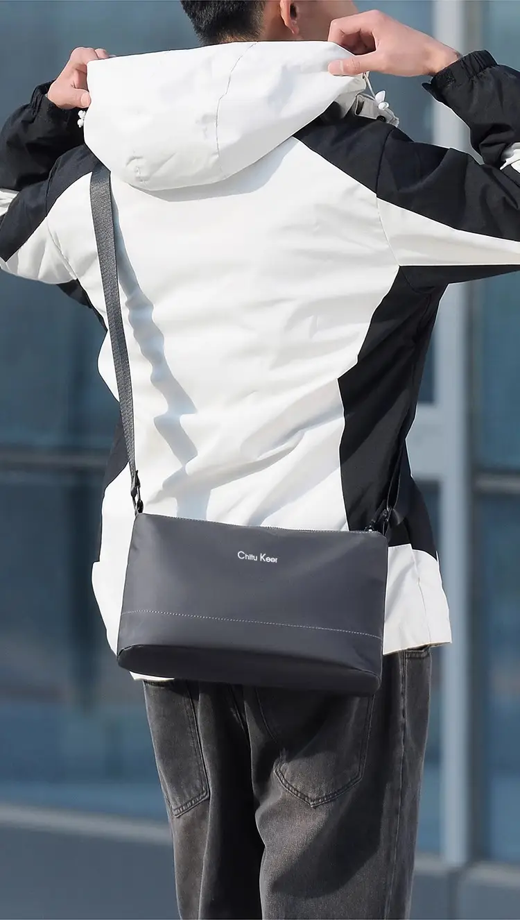 Men's Black Waterproof Shoulder Bag with Crossbody Strap — feature 10