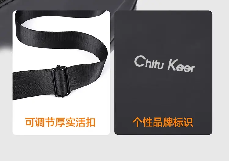 Men's Black Waterproof Shoulder Bag with Crossbody Strap — feature 13