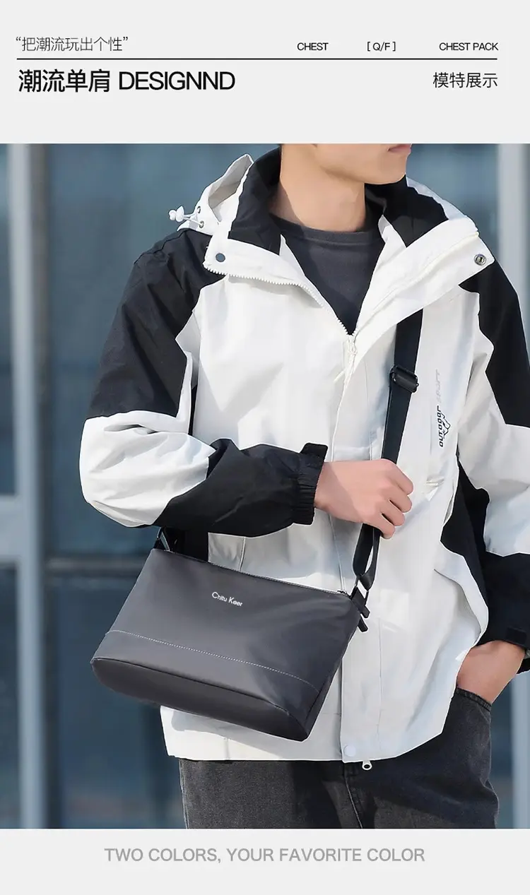 Men's Black Waterproof Shoulder Bag with Crossbody Strap — feature 15