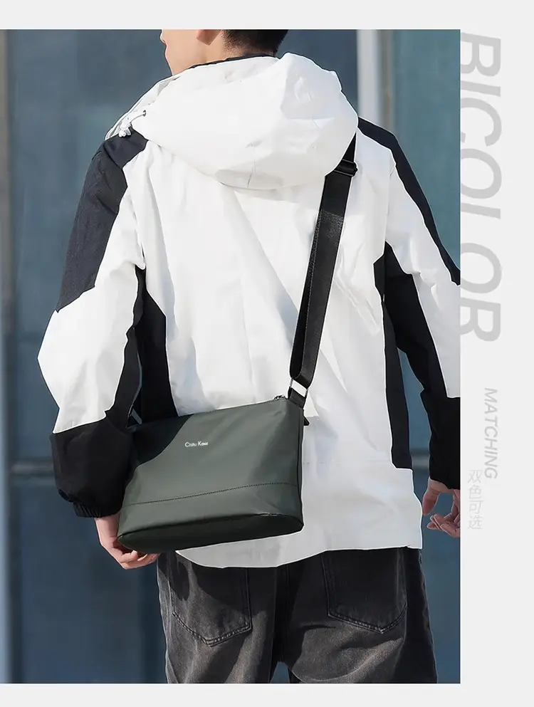 Men's Black Waterproof Shoulder Bag with Crossbody Strap — feature 16