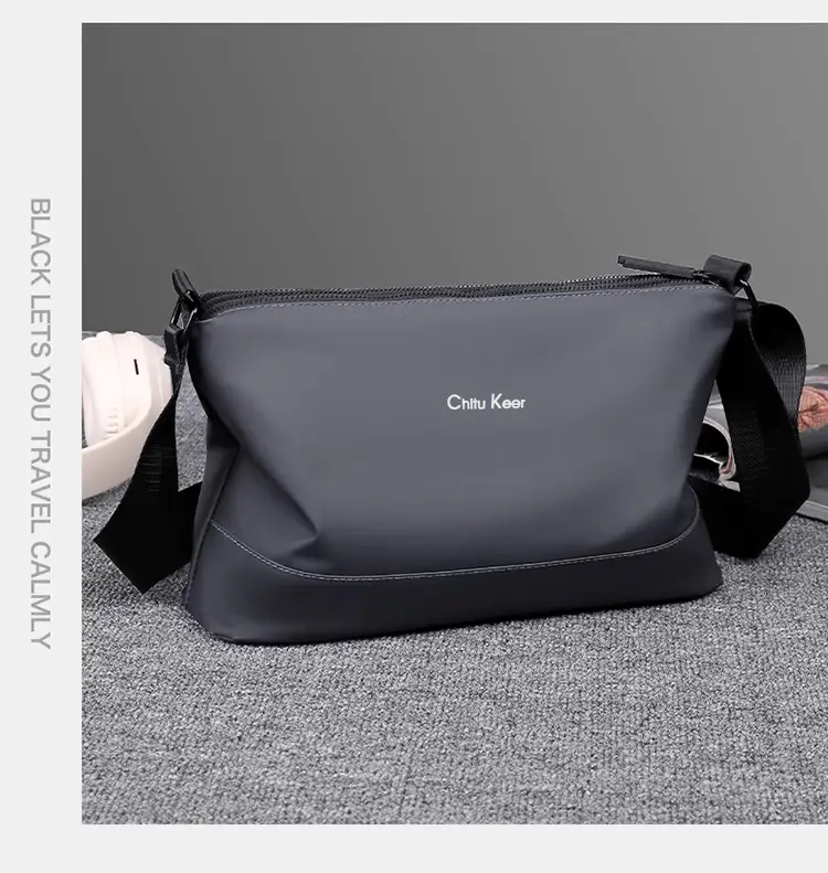 Men's Black Waterproof Shoulder Bag with Crossbody Strap — feature 18