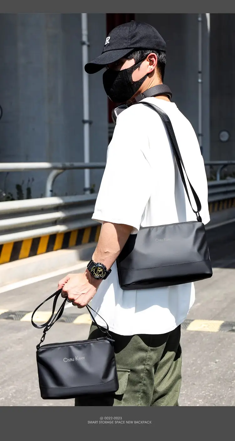 Men's Black Waterproof Shoulder Bag with Crossbody Strap — feature 37