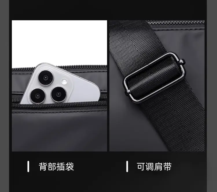 Men's Black Waterproof Shoulder Bag with Crossbody Strap — feature 41