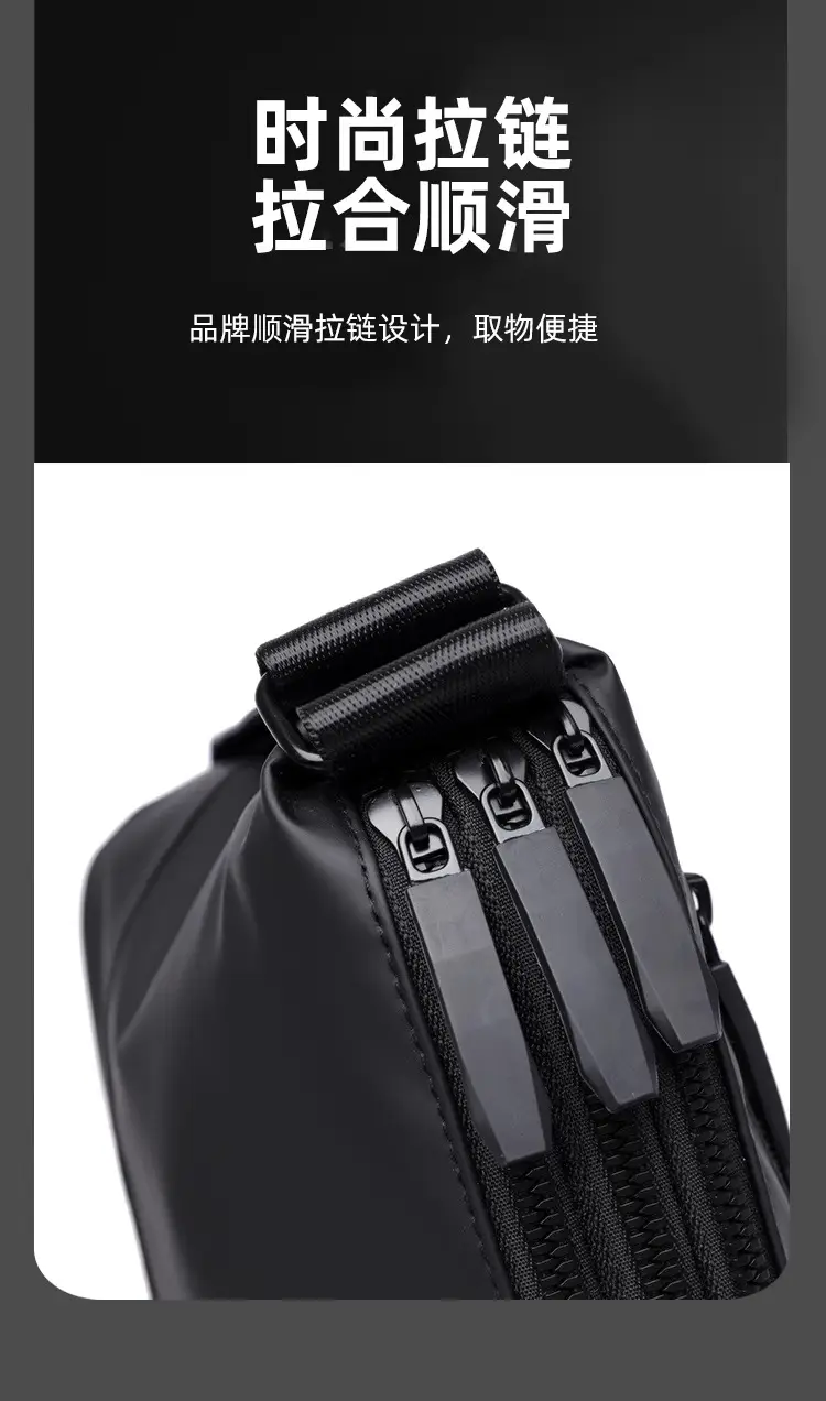 Men's Black Waterproof Shoulder Bag with Crossbody Strap — feature 42