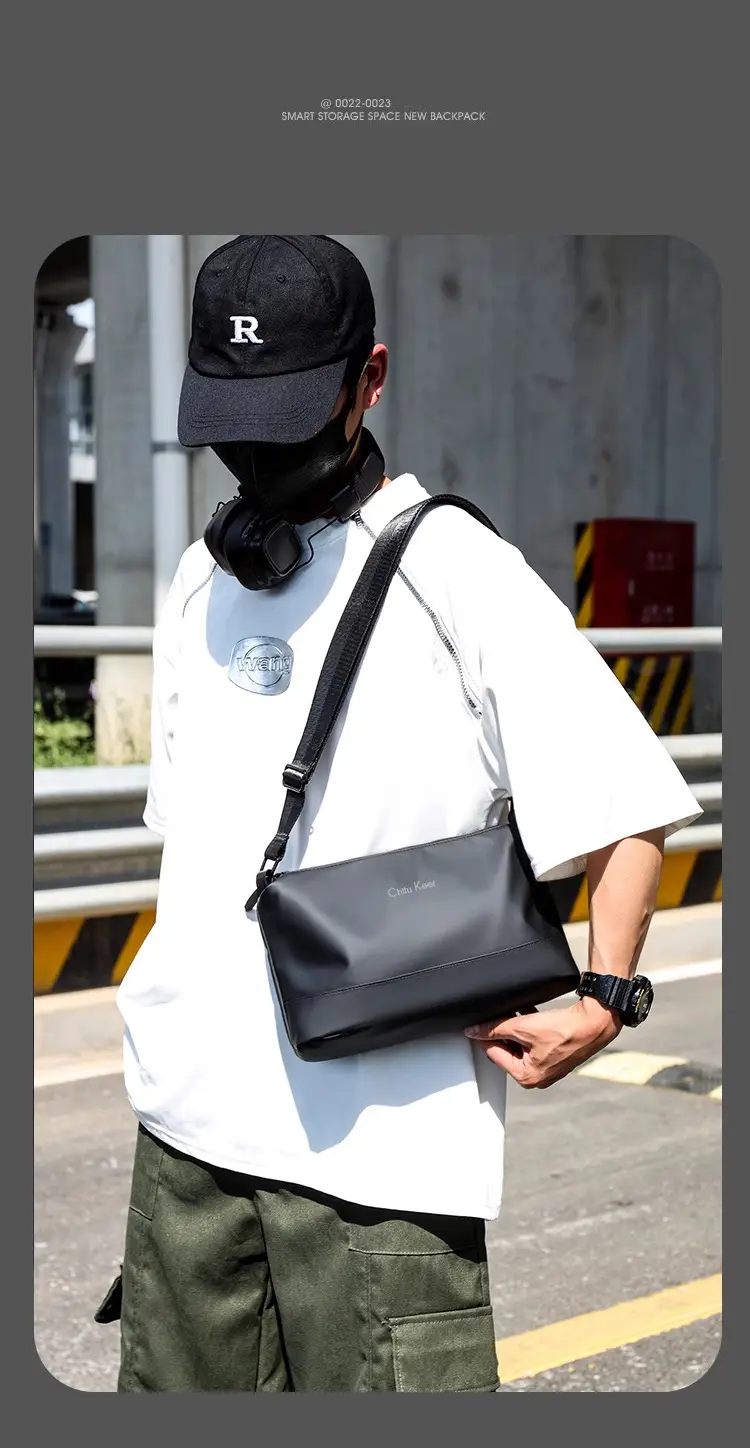 Men's Black Waterproof Shoulder Bag with Crossbody Strap — feature 45
