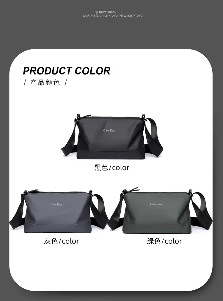 Men's Black Waterproof Shoulder Bag with Crossbody Strap — feature 47