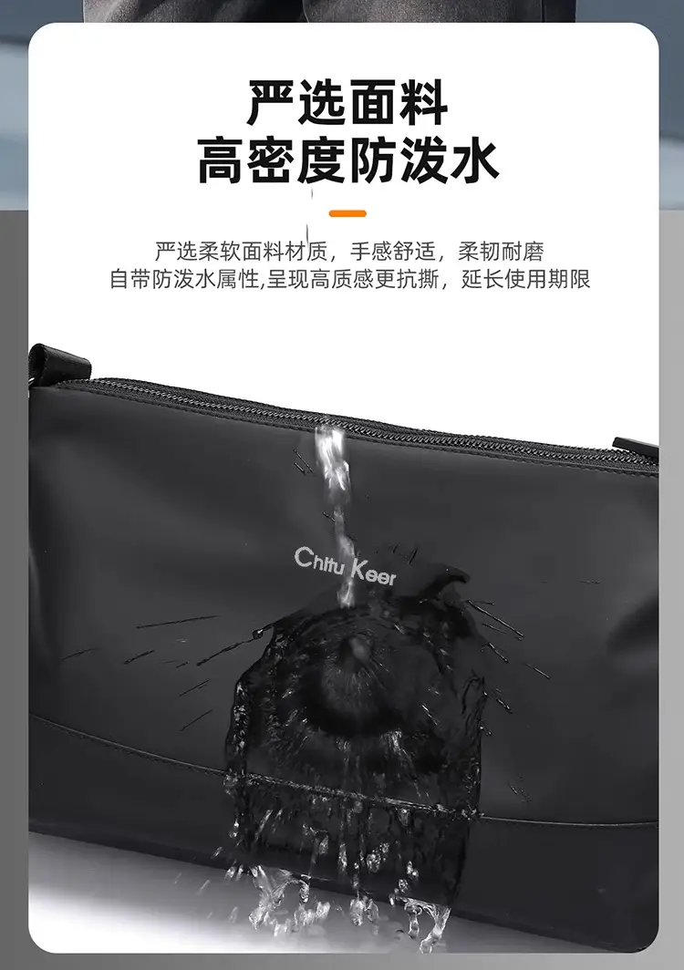 Men's Black Waterproof Shoulder Bag with Crossbody Strap — feature 5