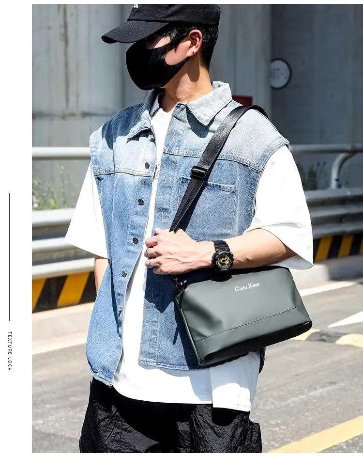 Men's Black Waterproof Shoulder Bag with Crossbody Strap — feature 56