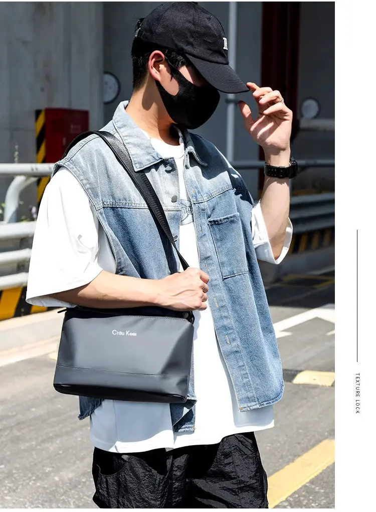 Men's Black Waterproof Shoulder Bag with Crossbody Strap — feature 60