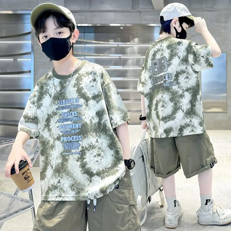 Boys Tie-Dye Cotton Shorts Summer Wear - Image 2