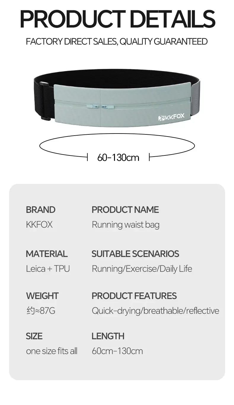 Black Running Waist Bag for Men Women Mobile Storage Belt — feature 16