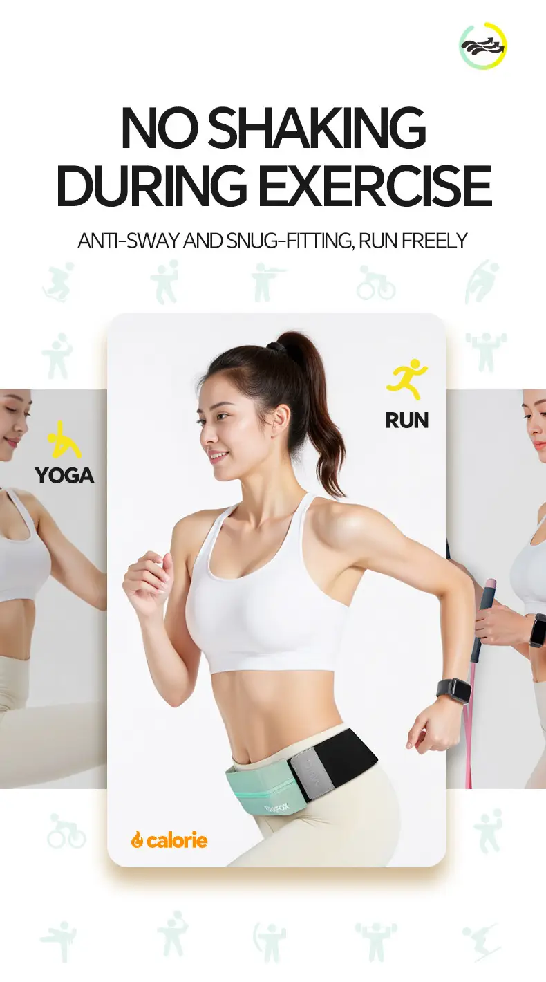 Black Running Waist Bag for Men Women Mobile Storage Belt — feature 4