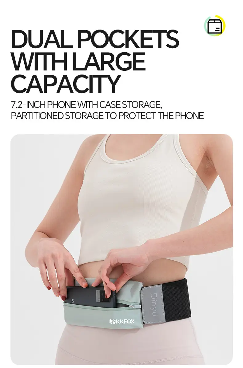 Black Running Waist Bag for Men Women Mobile Storage Belt — feature 9