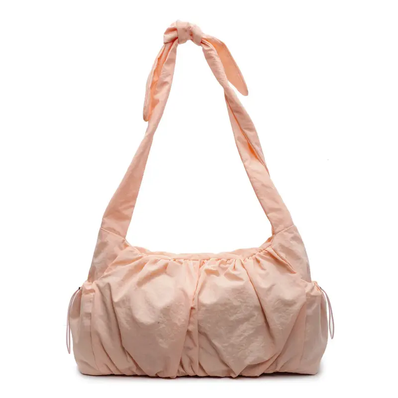 Light Blue Pleated Messenger Bag for Women - Image 11