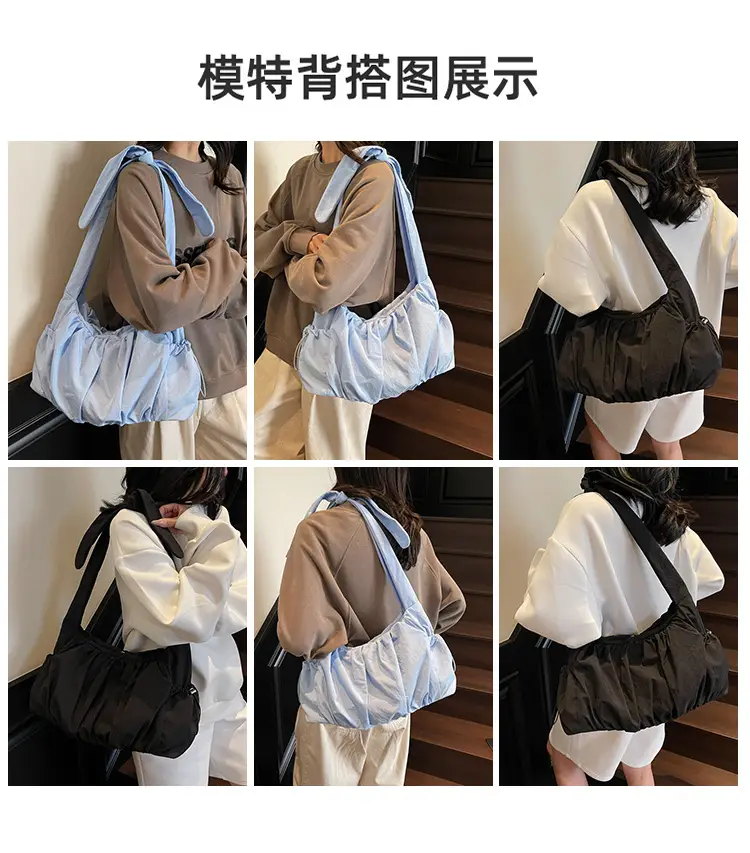 Light Blue Pleated Messenger Bag for Women — feature 10