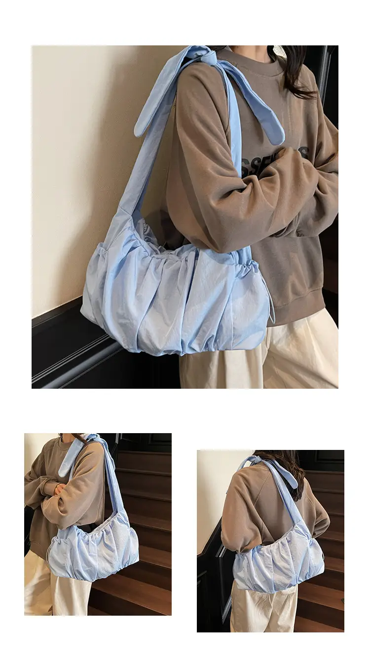 Light Blue Pleated Messenger Bag for Women — feature 11