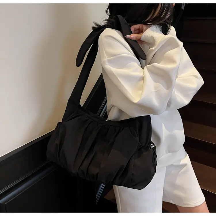 Light Blue Pleated Messenger Bag for Women — feature 17