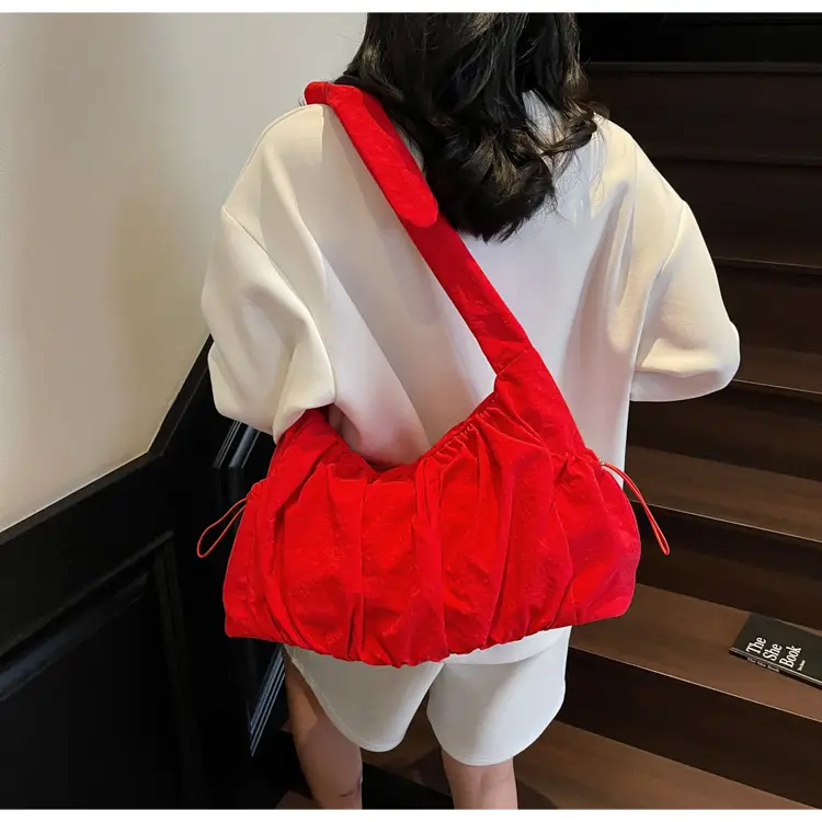 Light Blue Pleated Messenger Bag for Women — feature 24