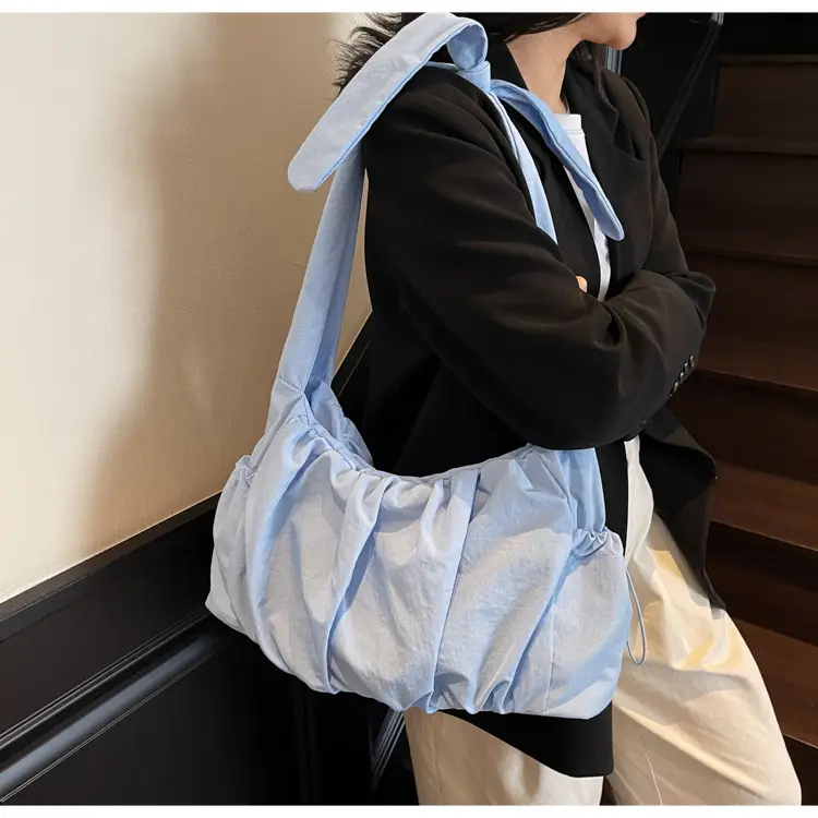 Light Blue Pleated Messenger Bag for Women — feature 25