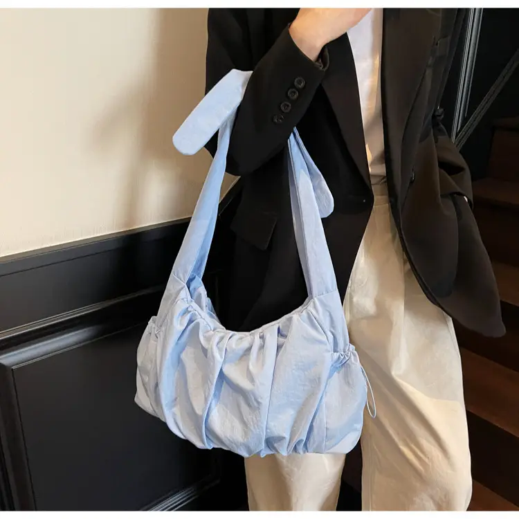 Light Blue Pleated Messenger Bag for Women — feature 27