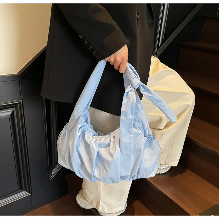 Light Blue Pleated Messenger Bag for Women — feature 28