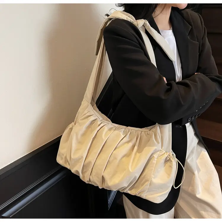 Light Blue Pleated Messenger Bag for Women — feature 31