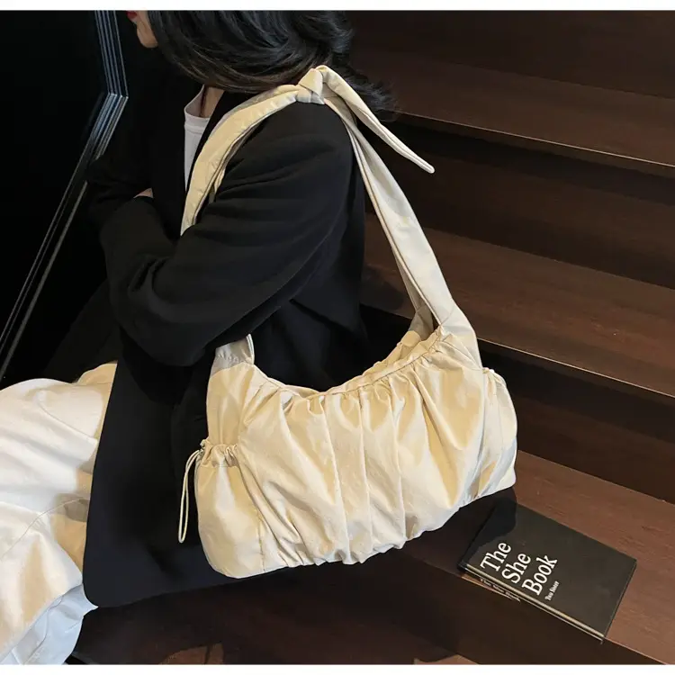 Light Blue Pleated Messenger Bag for Women — feature 34