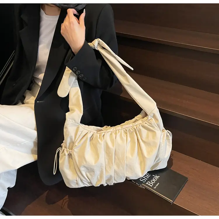 Light Blue Pleated Messenger Bag for Women — feature 35