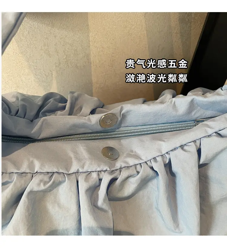Light Blue Pleated Messenger Bag for Women — feature 5