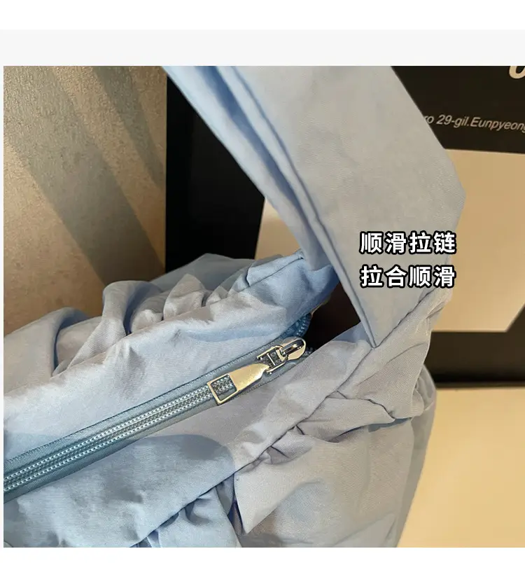 Light Blue Pleated Messenger Bag for Women — feature 6