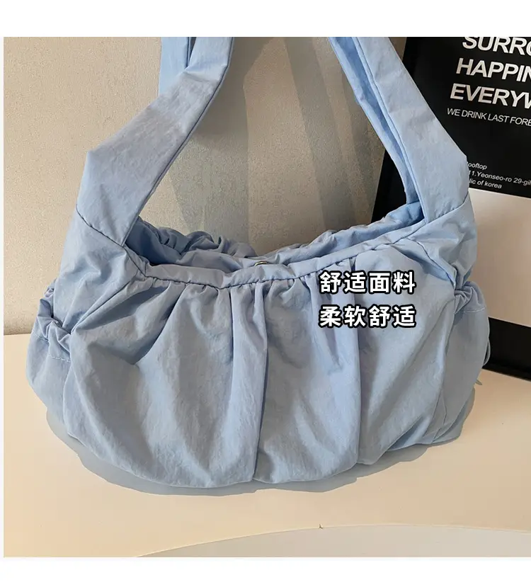 Light Blue Pleated Messenger Bag for Women — feature 7