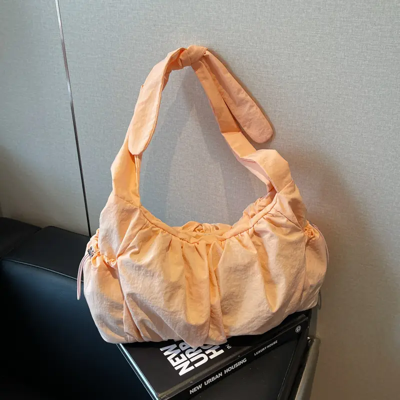Light Blue Pleated Messenger Bag for Women - Image 2